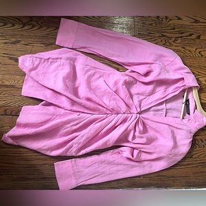 Large zara pink dress with slit and deep V neck